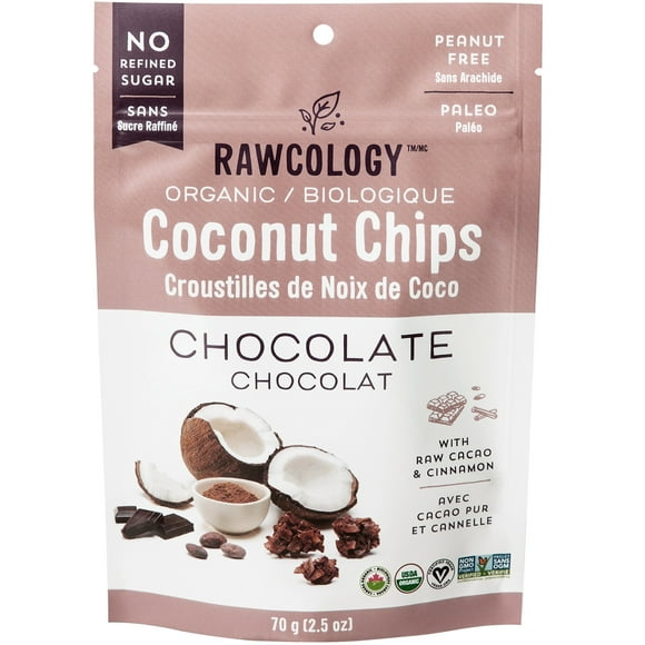Rawcology Chips de Noix de Coco au Chocolat Biologique | 70g
