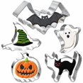 thumbnail image 2 of Halloween Cookie Cutters Set Large - Witch's Hat, Pumpkin, Ghost, Bat and Cat Cutter Stainless Steel, 2 of 7