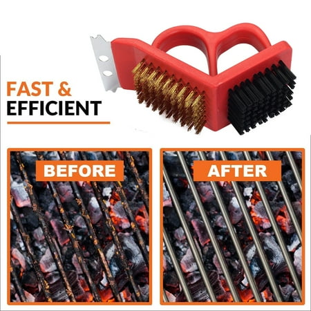 

Mittory 3-in-1 BBQ Stainless Steel Barbecue Cleaning Brush Barbecue Tool Household