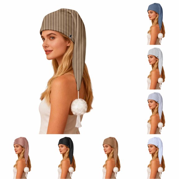 XIAOCHA Women’S Pinstripe Long‑Pointed Cap,Vertical‑Stripe Fall‑Winter Outdoor Toque,Coffee