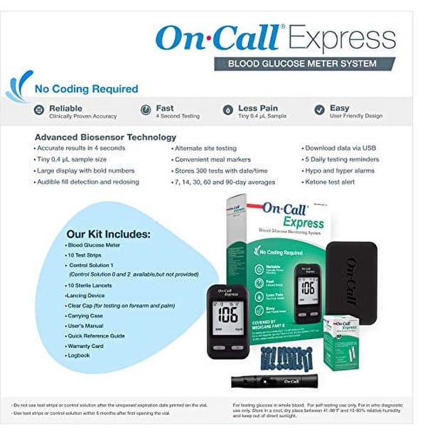 On Call Express Diabetes .. Testing Kit- Blood Glucose .. Meter