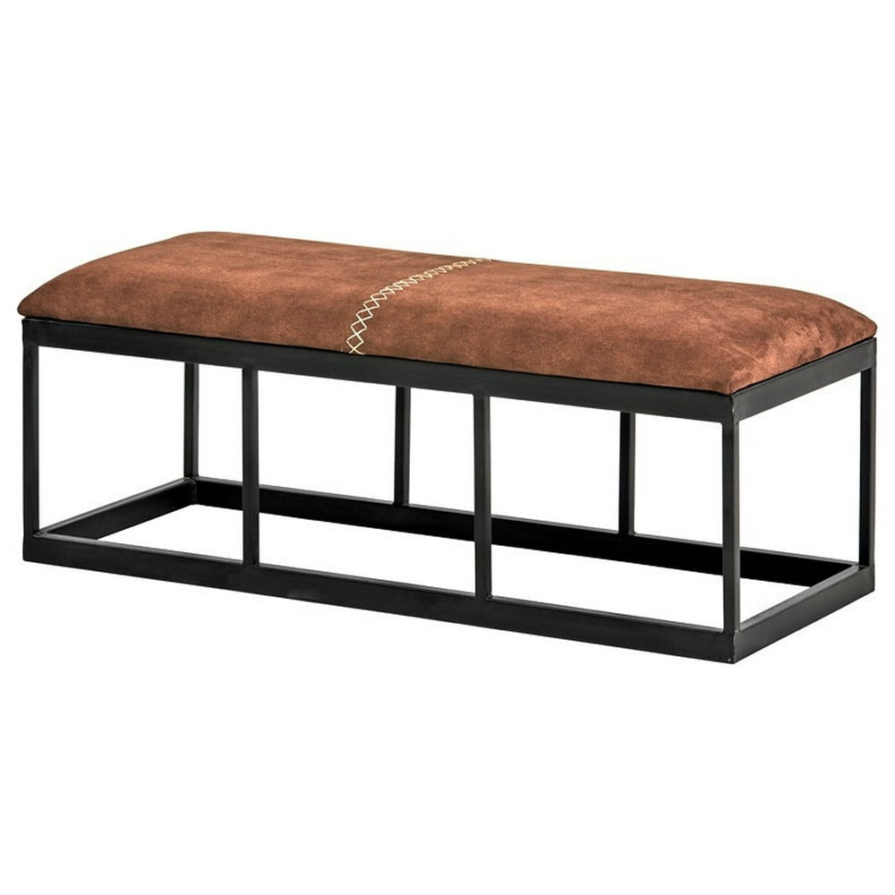 5 feet long 60 in Brown Top Grain Leather Entryway Dining Room Bench