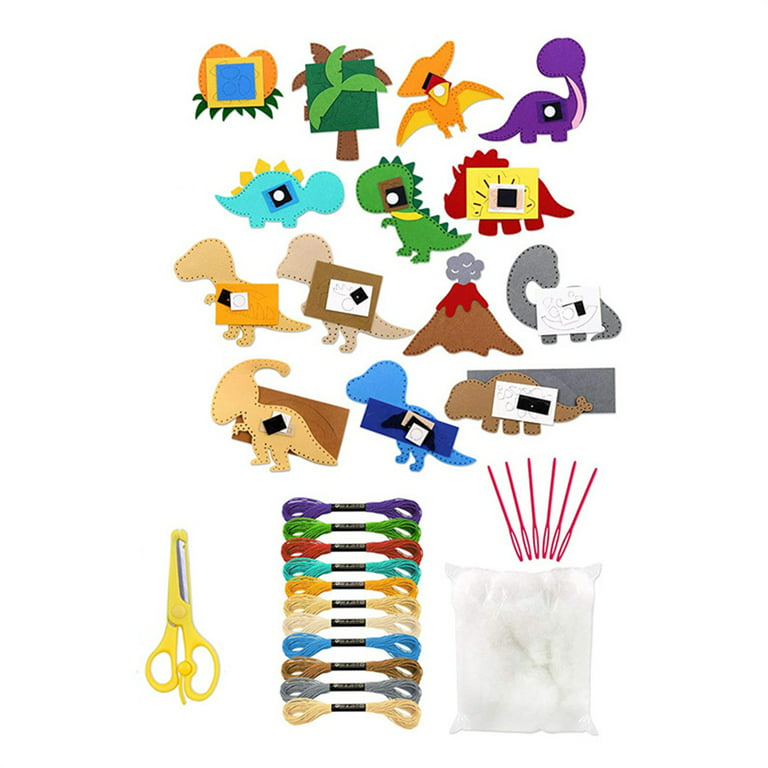  HOTBEST Animal Craft Kit,Felt Woodland Animal Sewing Kits,DIY  Sewing Felt Craft Kit,Fun DIY Crafts Educational Sewing Kit for Kids Boys  and Girls (Dinosaur Sewing Kit)