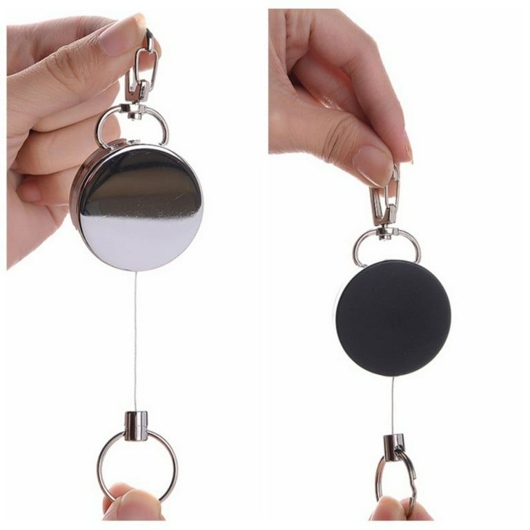 3 Styles Retractable Keyring Metal Wire Keychain Clip Pull Recoil Sporty  Key Ring Anti Lost ID Card Holder Key Chain 