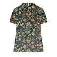 thumbnail image 3 of Linen Shirts for Women Floral Lightweight Short Sleeve Tunic Tshirts Cute Tops Business Work Casual Blouses, 3 of 4