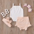 thumbnail image 1 of Ropa de bebé Herrnalise, 3 piezas, chaleco blanco sin mangas, mono, pantalones cortos, diadema, 1 of 8