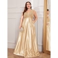 thumbnail image 2 of AURA Plus Size Deep V Neck Mermaid Evening Dress Sexy Backless Long Formal Gown, 2 of 9