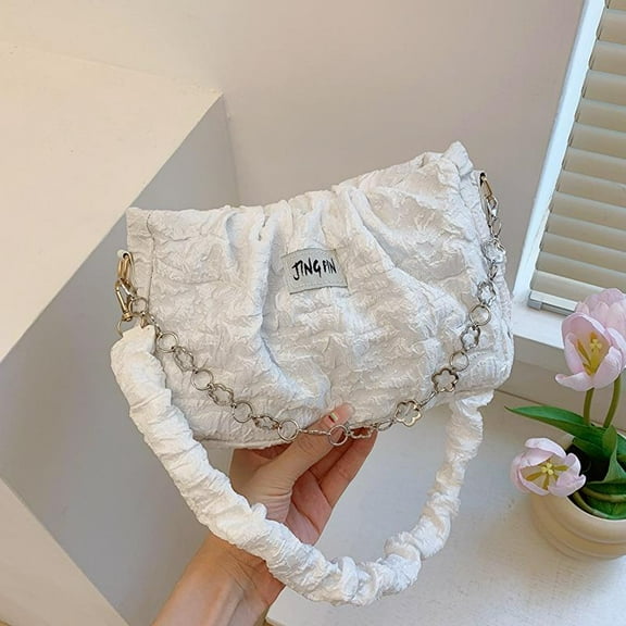 IELGY women's pleated armpit bag, versatile fashion shoulder messenger bag