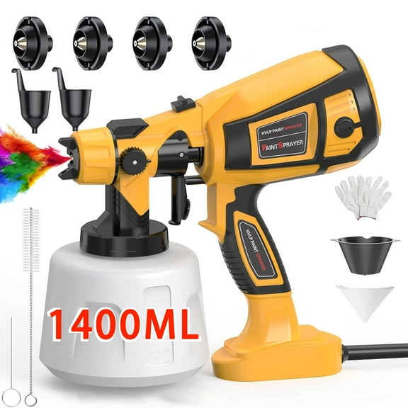 GOGRASS Paint Sprayer 800W High Power Electric Spray Paint Gun with Adjustable Spray Width Knob,1400ML Container,4 Nozzles & 3 Patterns,Easy to Clean for Furniture Cabinets House Painting