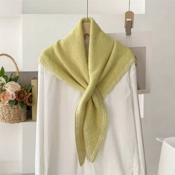 Miqool Knit Triangle Scarf for Women Head Scarf Neckerchief Vintage Accessories Streetwear