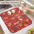 thumbnail image 5 of Christmas Kitchen Countertop Dish Drying Mat, Red Christmas Gingerbread Man Snowflake Pattern Microfiber Kitchen Drying Mat,Washable Absorbent Countertop Xmas Winter Holiday Dish Mat Drainer,16x18In, 5 of 7