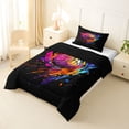 thumbnail image 3 of Castle Fairy Abstract Basketball Graffiti Twin Comforter Sets 2pcs, Sport Watercolor Splash Bedding Set, Black Pink Purple,Black Reversible,1 Comforter and 1 Pillowcase, 3 of 6