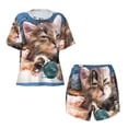 thumbnail image 4 of Picia Playful Cat Pajamas Sets for Women Soft Short-Sleeved Pjs with Lounge Shorts Two Piece Sleepwear-, 4 of 9