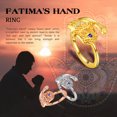 thumbnail image 2 of Blue Evil Eye Fatima Ring 925 Sterling Silver Lotus Hamsa Hand Ring Men Women Protection Amulet Jewelry Gifts, 2 of 7