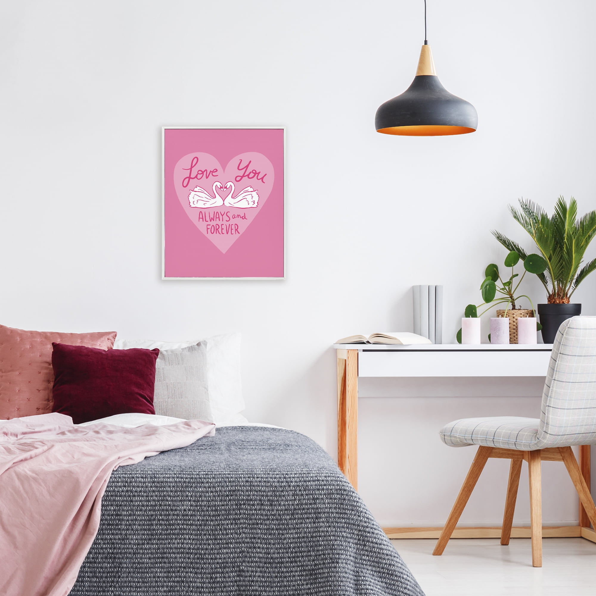 Always & Forever Swans White Framed Giclee Art, design by Juliet Meeks