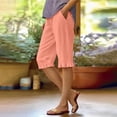 thumbnail image 2 of Audhol Womens Shorts Casual! Womens Casual Loose Elastic Waist Cotton Trouser Cropped Wide Leg Pants Summer Shorts Women Rose Gold M, 2 of 5