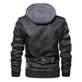 thumbnail image 4 of Hood Crew Men's Pu Faux Leather Jacket with Removable Hood Black S, 4 of 8