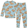 thumbnail image 2 of joogoo Capybara Animals 2 Piece Long Sleeve Tee and Pants Cotton Pajama Set 5Y, 2 of 7