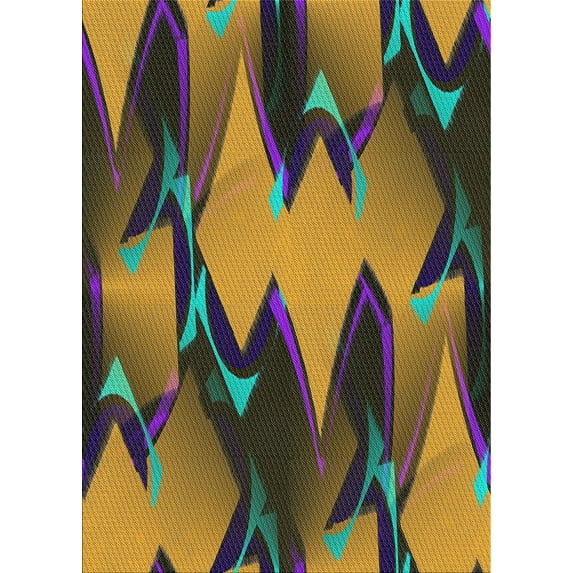 Ahgly Company Indoor Rectangle Patterned Copper Green Abstract Area Rugs, 7' x 10'