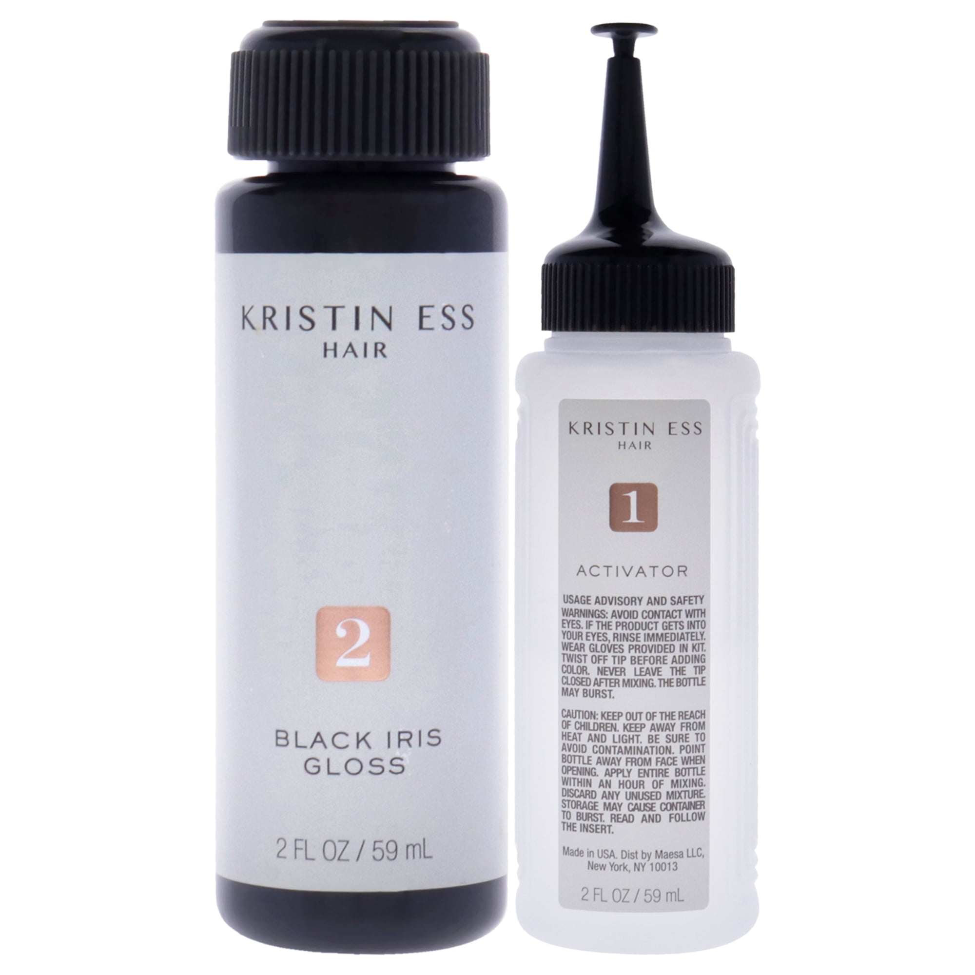 Kristin Ess Hair Gloss in Black Iris, True Black Hair Color - 4 Week Semi Permanent Hair Color for Women - Shine - Hair Dye Glaze