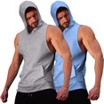 thumbnail image 2 of COOFANDY Men's 2 Pack Workout Hooded Tank Tops Bodybuilding Muscle Cut Off T Shirt Sleeveless Gym Hoodies, 2 of 7