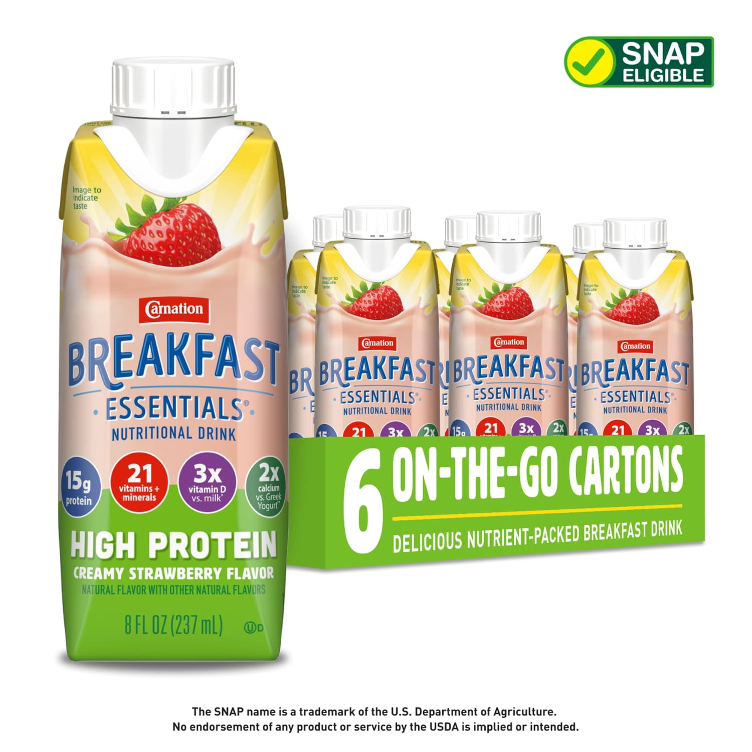 KATE FARMS Organic Nutrition Shake - Strawberry, 11 Oz, 20g Protein, 455 Calories (6 Pack)