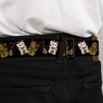 thumbnail image 4 of Buckle-Down Belt, Seatbelt Buckle Belt, Maneki Neko Lucky Cats Gold Black White, 30 to 44 Inches, 4 of 9