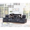thumbnail image 3 of Coaster Cyrus Top Grain Leather Home Theater Upholstered Console Black, 3 of 3