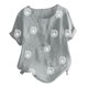thumbnail image 4 of Blusa informal de cuello redondo para mujer, blusa suelta con estampado de manga corta Pompotops hfajkhk129103, 4 of 4