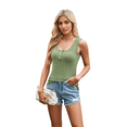 thumbnail image 1 of Camisola de Punto Acanalada para Mujer, Sin Mangas, con Botones Al Frente, Cuello Redondo, Informal, de Verano, Corte Entallado Verde XXL, 1 of 10