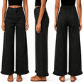 thumbnail image 4 of Aezemi Ruffle Jeans for Women Button High Waisted Trendy Denim Pants Fashion Outdoor Ruffle Hem Pants with Pockets XXL, 4 of 7