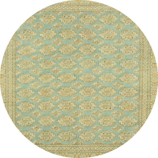 Ahgly Company Tapis d'Intérieur Rond Abstrait Métallique Or Oriental, 7 Pieds Rond
