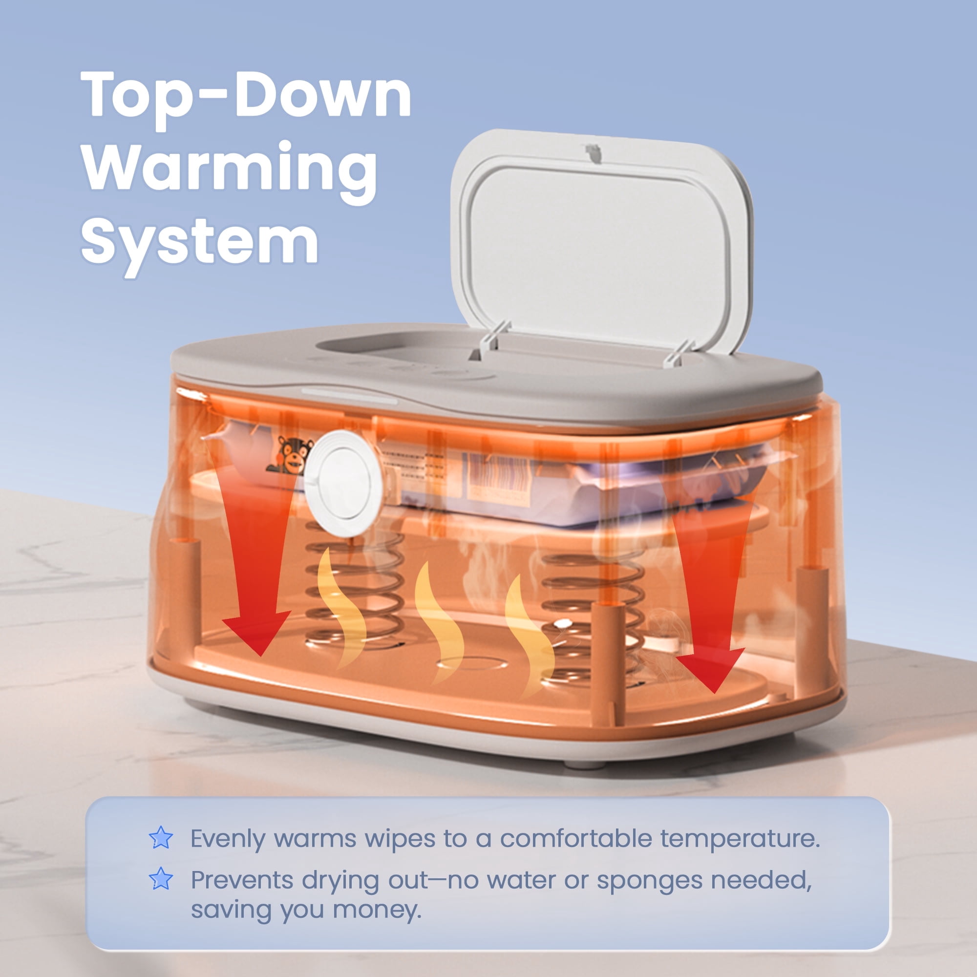 Wipes Warmer with Child Lock, Large Capacity Wipes Dispenser with Night Light, Fast and Even Heating, 4 Modes of Temperature Heating Control,White