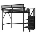 thumbnail image 7 of Newest Twin Size Loft Bed with Stairs, Metal Full Loft Bed with Storage Shelves, High Loft Bed with Wardrobe for Teens, Black, 7 of 7