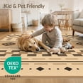 thumbnail image 4 of ODIKA 9'x12' Beige Geometric Espresso Design Washable Area Rug Intricate Inspired Pattern Motif Non-Shedding, Easy Care for Master Suite, California King, Under Bed, 4 of 7