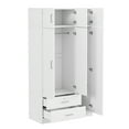 thumbnail image 5 of Euroco 3-Door Wood Armoire, Wardrobe with Mirror and Drawers, White, 5 of 10