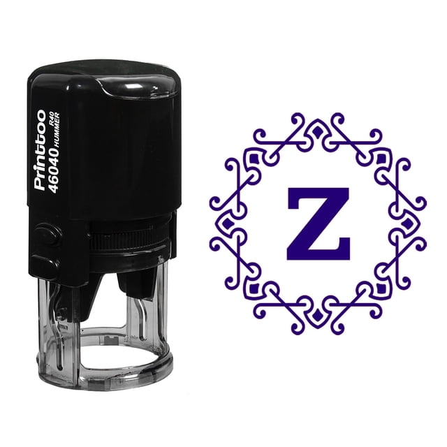 Printtoo Self Inking Octagon Celtic Swirl Frame Alphabet Z Monogram Office Stationary R-40 Rubber Stamp-Violet