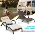 thumbnail image 2 of HOMREST Chaise Lounge Chairs Set of 2 for Outside, Adjustable 5 Position Outdoor PE Rattan Wicker Patio Pool Lounge Chair with Arm, Cushion, Pillow and Wheels for Poolside Backyard Deck Porch,Khaki, 2 of 7