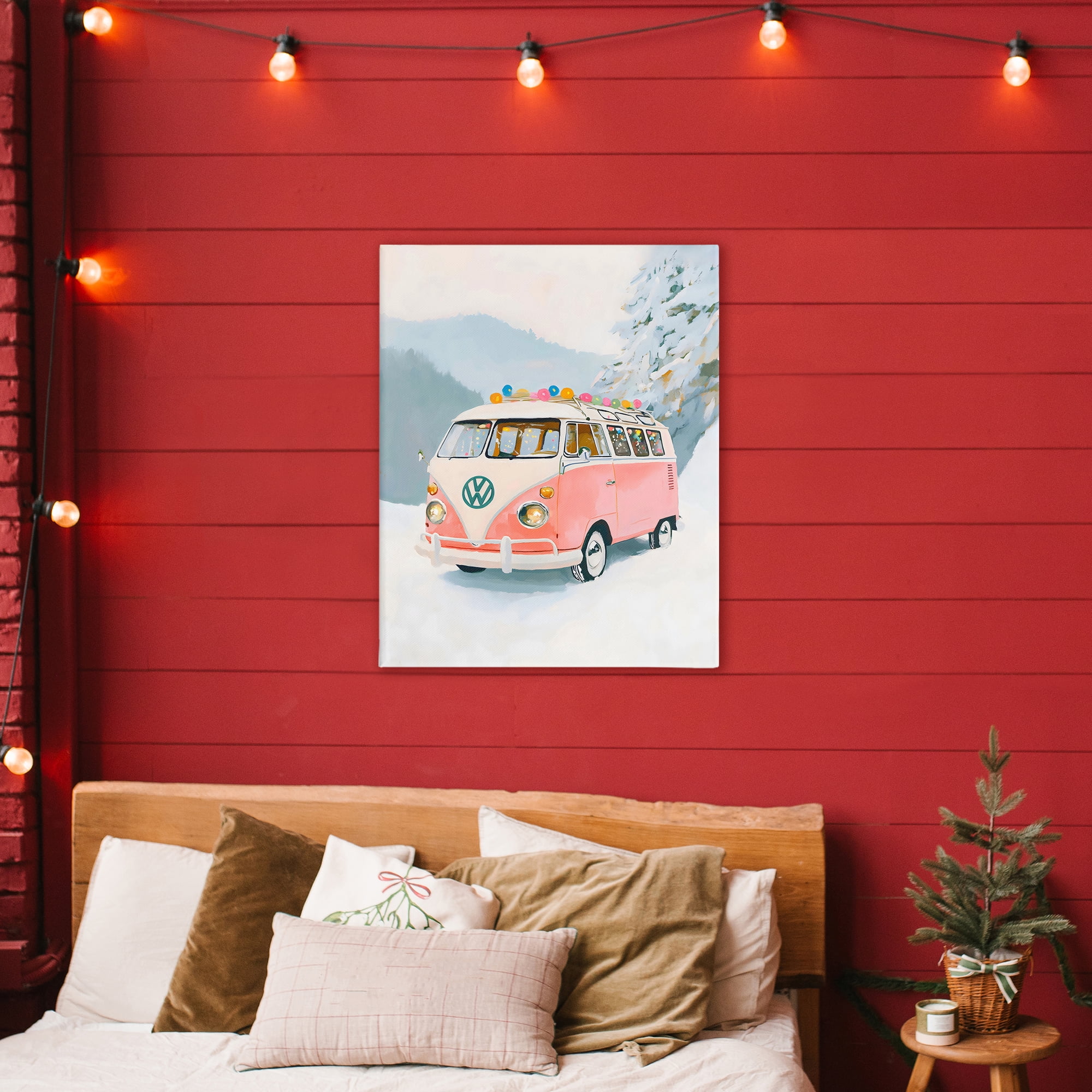 Stupell Industries Pink Christmas Van in Snow Canvas Wall Art, design by The Prints Vibe