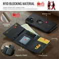 thumbnail image 3 of DG.MING Wallet Case for iPhone 16 6.1inch,Detachable Magnetic Wallet Phone Case with RFID Blocking, Card Slot,Holder, Leather Phone Case for Men Women,Black,For iPhone 16, 3 of 9
