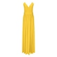 thumbnail image 3 of Ecqkame Women's Summer Slip Long Dress Casual Sleeveless Sexy V Neck Spaghetti Straps Loose Dress Solid Color Cami Beach Dresses with Pocket Yellow M, 3 of 4