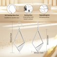 thumbnail image 3 of Pendientes colgantes ALEXCRAFT de plata de ley 925 con forma de rombo, 3 of 6