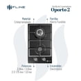 thumbnail image 3 of Parrilla de Gas Empotrable Fline Oporto 2 2 Quemadores Vidrio Templado, 3 of 4