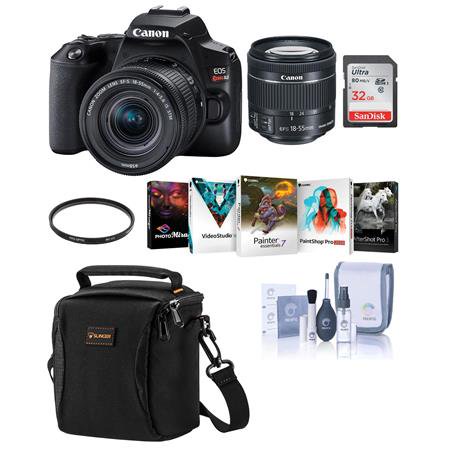 UPC: 0192223097858 | EOS Rebel SL3 DSLR Camera with EF-S 18-55mm f/4-5.6 IS STM Lens – Black – Bundle With Camera Case  32GB SDHC Card  58mm UV Filter  Cleaning Kit  Pc Software Package