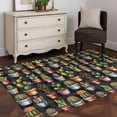 thumbnail image 4 of Cactus Plant Washable Area Rugs 2.7'x5', Green Cactus Botanical Tropical Plant Black Background Low Pile Throw Living Room Rug Non-Slip Sturdy Edge Binding Carpet for Indoor Entryway Bedside Kitchen, 4 of 9