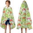 thumbnail image 3 of Red Mushroom Frog Green Pattern Hooded Bath Towel，50"x30" for Ages 3 To 12 Kids, Quick Dry Lightweight Soft Microfiber Hood Beach Towel Cover Up for Kids, 3 of 7