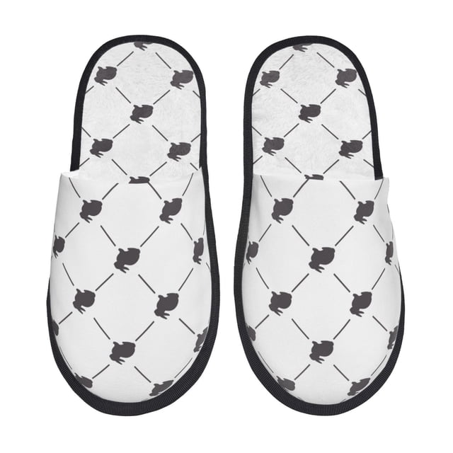 Fotbe Black Rabbit Pantuflas Peludas para Mujer con Estampado, Zapatillas de Peluche, Zapatos de Invierno para Casa, Uso Interior y Exterior-Medium