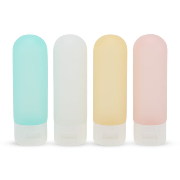Conjunto de Contenedores de Viaje de 4 Piezas Unique Bargains Botellas de Viaje Portátiles de PP 2.12oz Azul Claro Amarillo Rosa Transparente