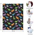 thumbnail image 4 of Black Cartoon Dinosaurs Speech Bubbles Pattern Blanket,Comfortable Soft Flannel Throw Blanket,All Season,Warm Lightweight Blankets for Sofa Bed Couch Living Room Chair,30"x40", 4 of 4