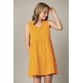 thumbnail image 4 of Made by Johnny Women's Casual Sleeveless V-Neck Loose Flowy Swing Shift Dress M MUSTARD, 4 of 5